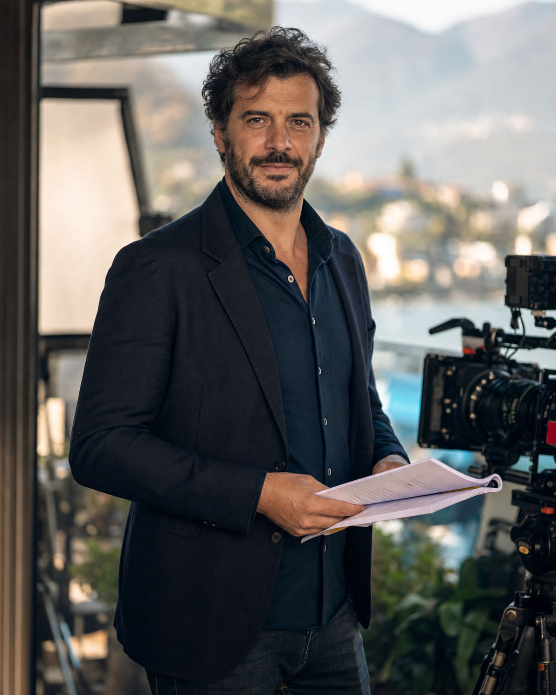 Davide Fontana, regista e produttore video, ritratto sul set a Verbania